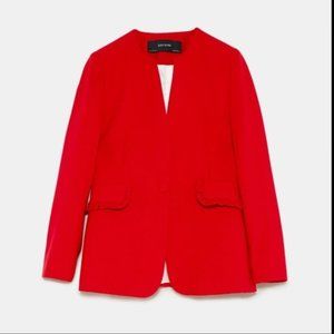 NWT Zara Red Blazer with Frills Sz xs